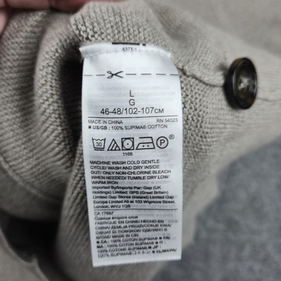 Banana Republic Mens Large Cardigan Sweater LT Khaki Shawl Collar Button Grandpa - Picture 3 of 8